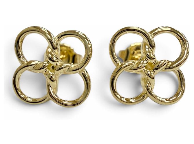 Autre Marque Pendientes de botón Tiffany Quadrofolio en oro amarillo Dorado