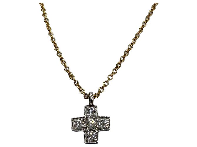 Autre Marque Collar de cadena Cruciform con diamantes Tiffany & Co. Dorado