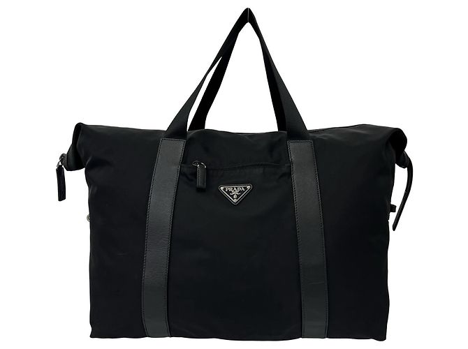 Bolsa Boston Prada em nylon Tessuto Pocono e couro Saffiano Preto