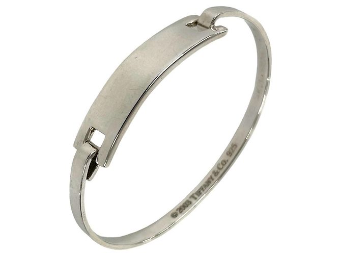 Autre Marque Bracelete Tiffany Rectangle ID Plate Prata