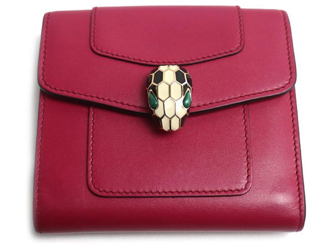 Bulgari Cartera compacta tri-fold Bvlgari Serpenti Forever Rosa Púrpura