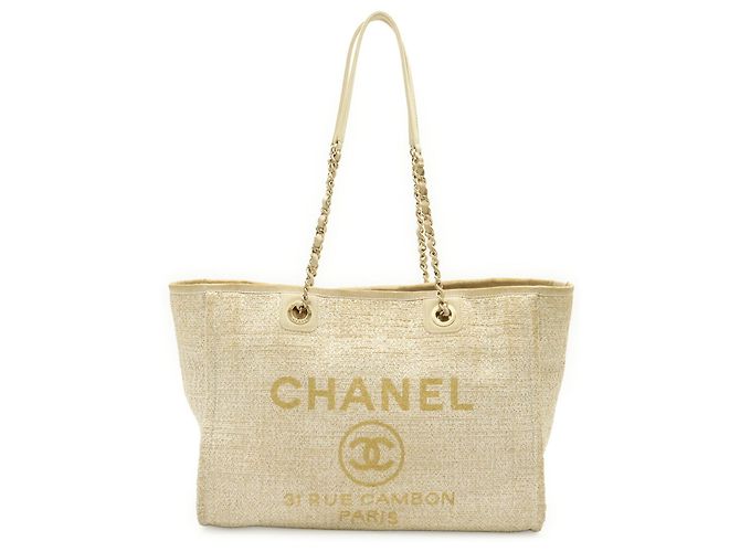 Chanel Deauville Line Tote MM Medium Tasche Weiß