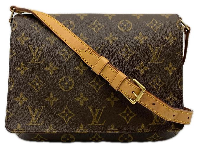 Borsa a tracolla Louis Vuitton Monogram Musette Tango Marrone Beige