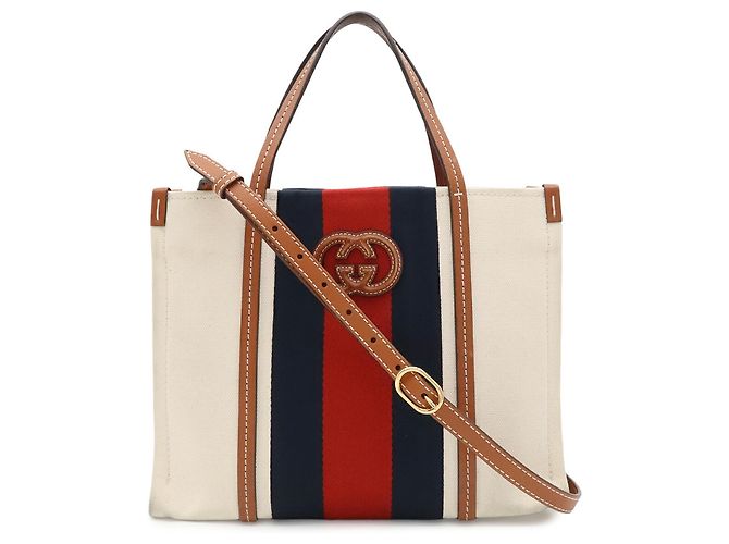 Saco Tote e de Ombro Gucci Interlocking G Web Stripe Marrom Vermelho Verde Azul marinho