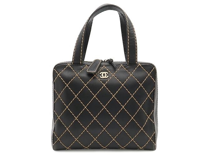 Borsa Tote Chanel Wild Stitch Coco Mark Nero