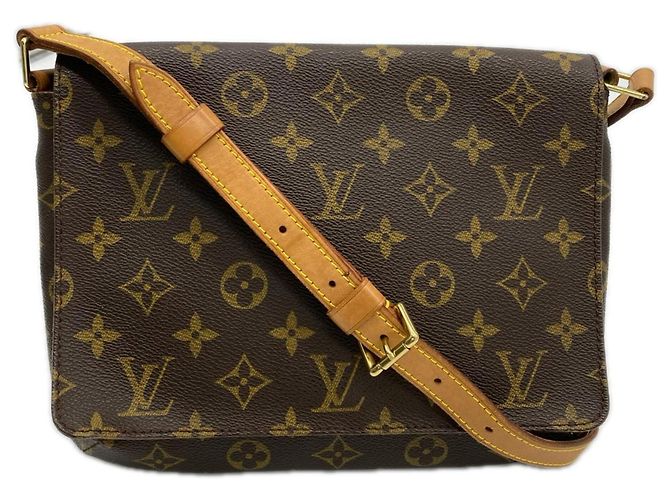Borsa a tracolla LOUIS VUITTON Monogram Musette Tango Marrone Beige