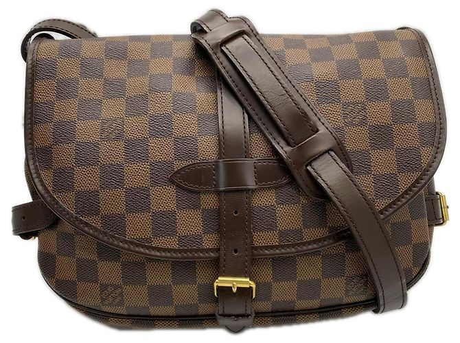 Bolsa de Ombro Louis Vuitton Damier Saumur 30 Marrom Bege