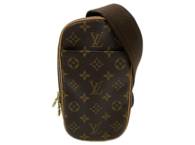 Sac à épaule Louis Vuitton Monogram Pochette Gange Marron Beige