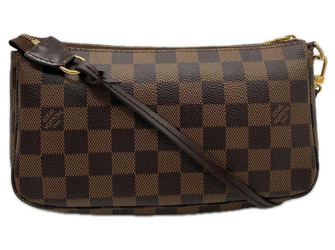 Bolsa Louis Vuitton Damier Pochette Accessoires Marrom Vermelho Bege