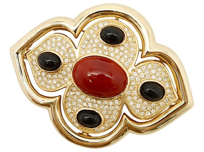 Spilla Christian Dior con strass Nero Rosso