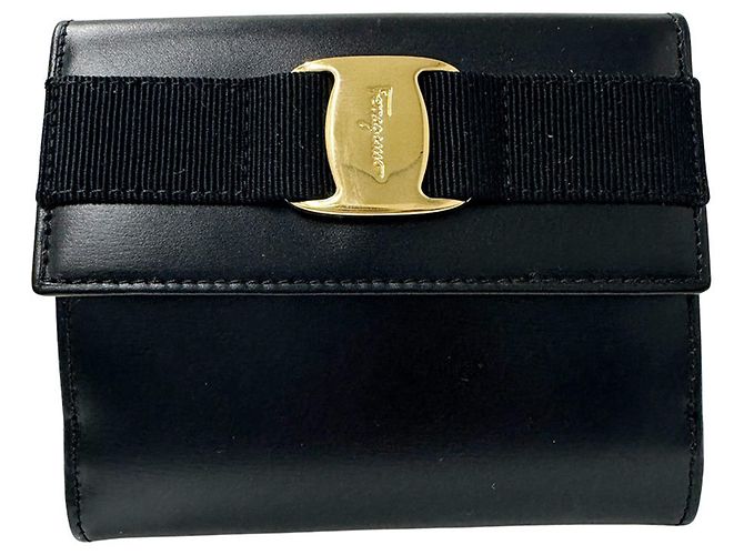 Salvatore Ferragamo Vara Bi-Fold Ledergeldbörse Schwarz