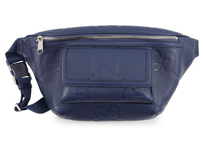 Bolsa de couro com relevo Jumbo GG da Gucci Azul