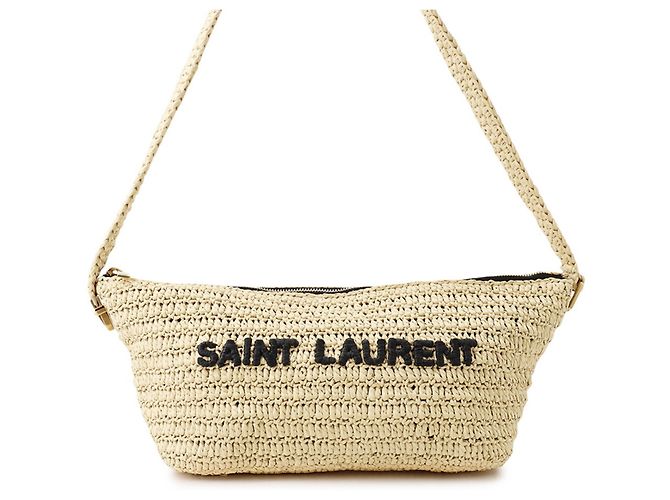 Borsa a tracolla Yves Saint Laurent Le Raffia Beige