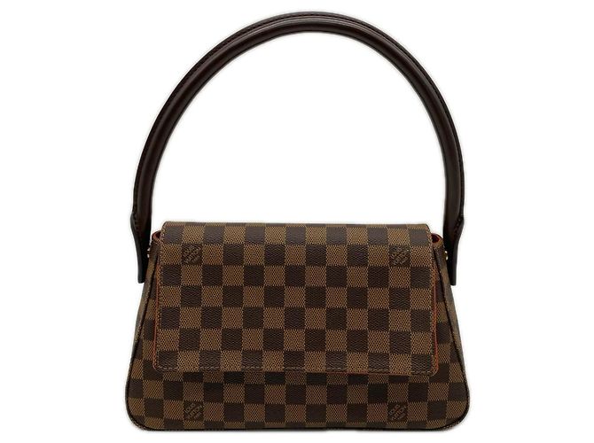 Borsa a mano Louis Vuitton Damier Mini Looping Marrone Rosso Beige