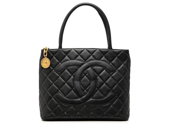 Sac Cabas Chanel Black Caviar Medallion Noir