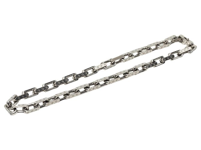 Collar de eslabones Monogram Louis Vuitton en acero inoxidable plateado Plata