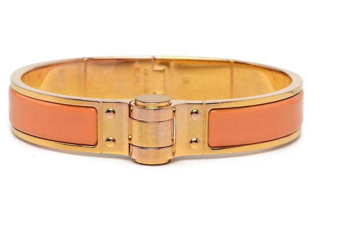 Hermès Orange Narrow Emaille-Scharnierarmband PM