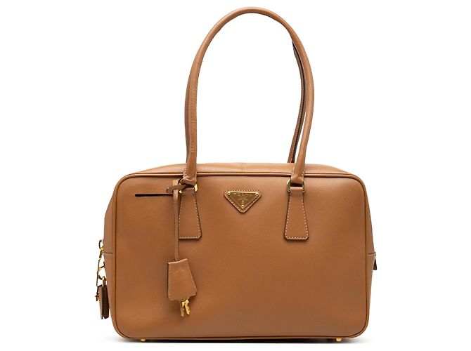 Bolsa Prada Brown Saffiano Bauletto Marrom