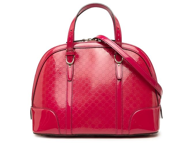 Gucci Pink Small Microguccissima Patent Nice Dome Satchel