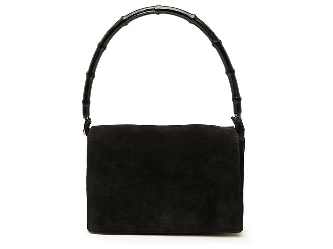 Bamboo Borsa Gucci in camoscio nero con manico in bambù