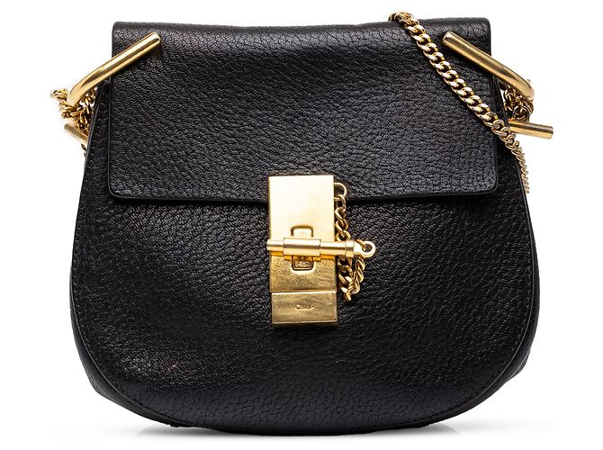 Chloé Mini Borsa a Tracolla Drew in Pelle Nera Nero