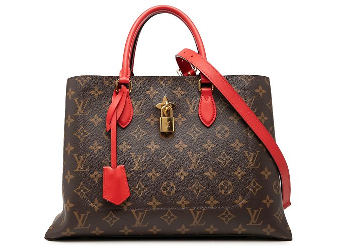 Borsa Tote Louis Vuitton Brown Monogram Flower Marrone
