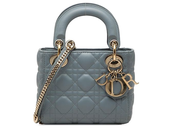 Dior Blue Mini Lambskin Cannage Lady Dior Bleu