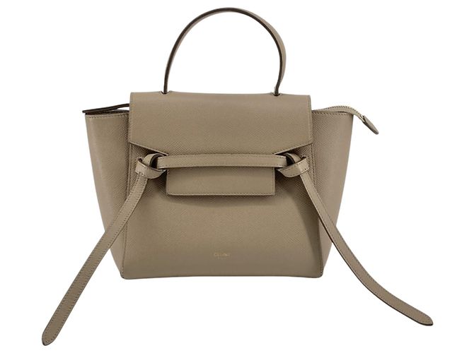 Belt Bag Céline Bolso cinturón Celine Nano de piel de becerro granulada Beige