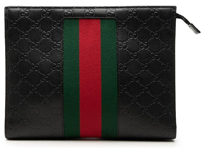 Gucci Black Guccissima Web Clutch Schwarz