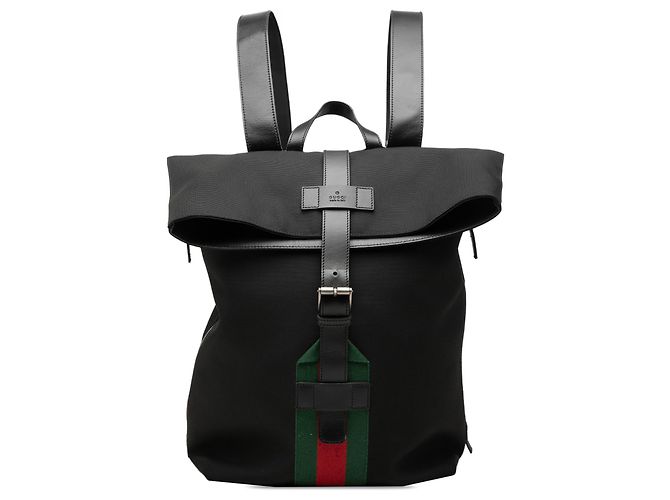 Zaino Gucci in canvas nero Techno Web con patta