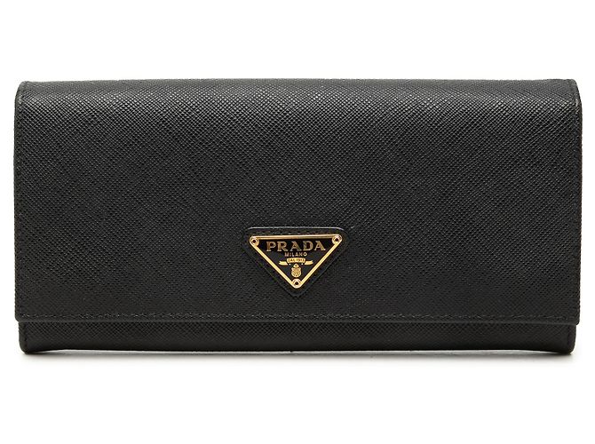 Prada Black Saffiano Bifold Long Wallet