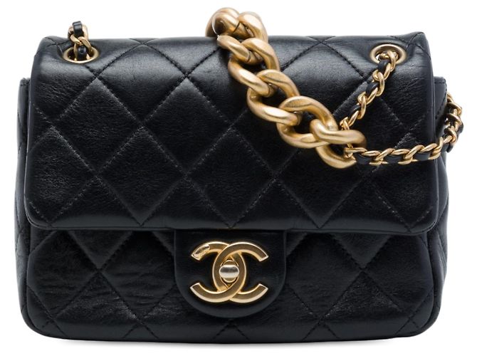 Chanel Black Mini CC Quilted Calfskin Multi Chain Single Flap Nero