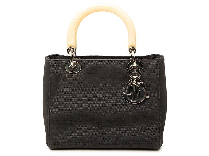 Autre Marque Dior Black Medium Canvas Lady Dior Nero