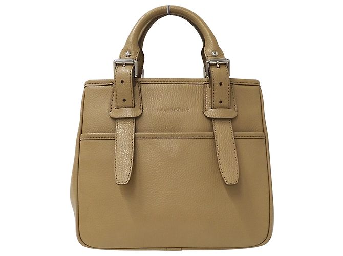 mala tote Burberry em couro bege