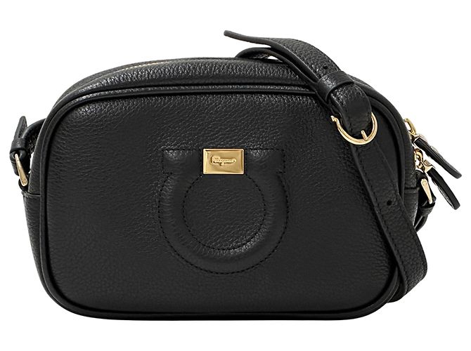 Gancini Mini borsa in pelle nera Salvatore Ferragamo Nero