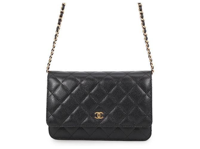 Portafoglio a spalla con catena nera Chanel Nero