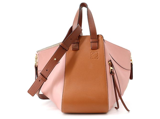 Bolsa Loewe Hammock Small em pele de vitelo granulada Marrom Rosa