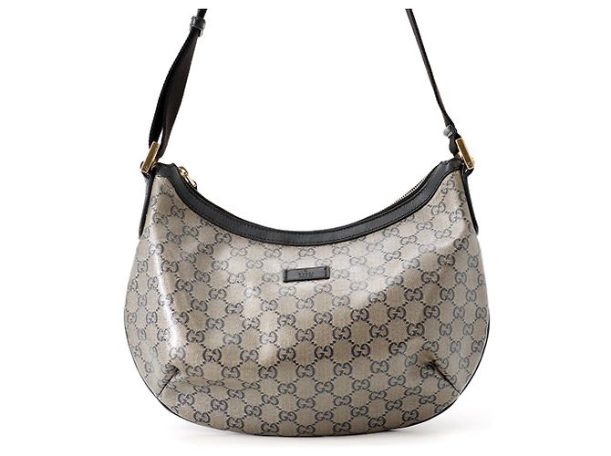 Bolsa de Ombro Gucci GG Crystal Leather Marrom Preto Dourado