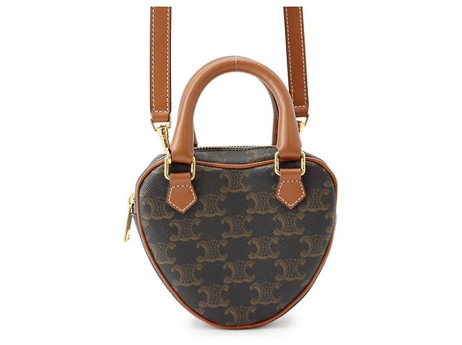 Céline Borsa a mano in pelle Celine Triomphe Heart Marrone