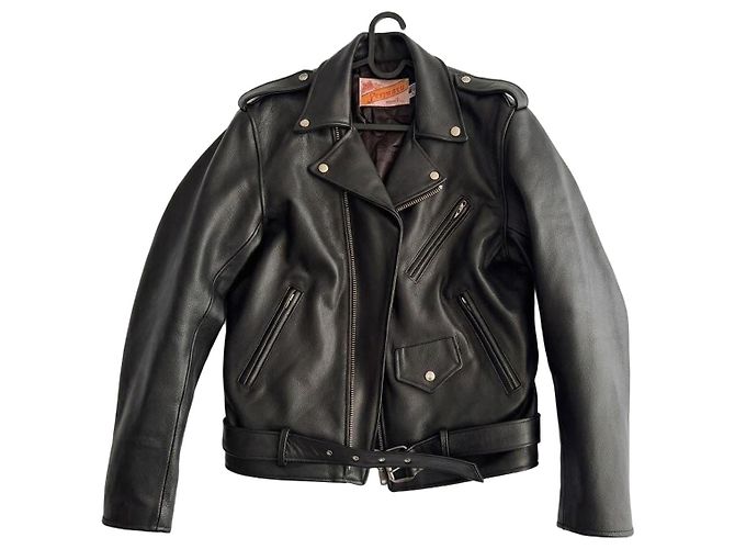 Autre Marque Schott Perfecto schwarze Leder-Bikerjacke