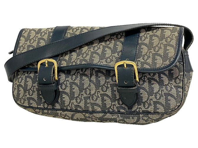 Borsa a tracolla Christian Dior Trotter Canvas Blu navy