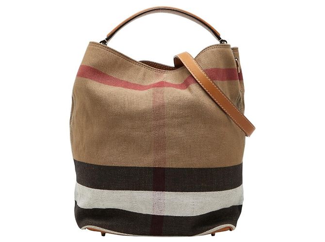 Bolso Hobo Burberry Nova Check Ashby Medium Beige