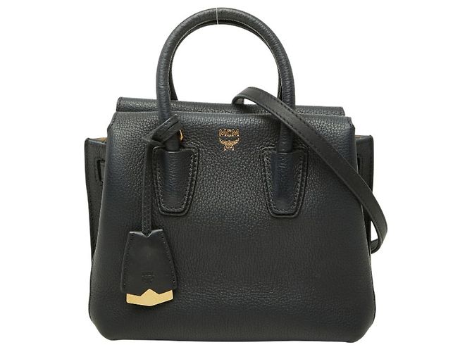 Borsa a mano e a tracolla MCM in pelle nera Nero