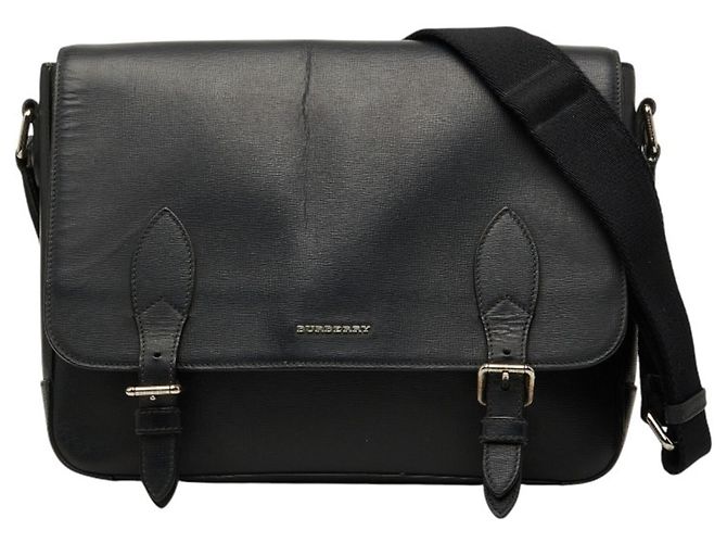 Borsa a tracolla in pelle nera Burberry Nova Check Nero
