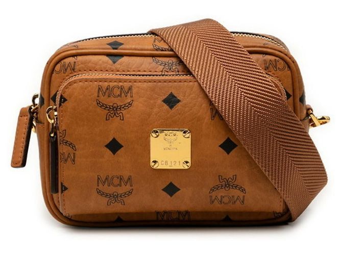 Bolsa de Ombro MCM Visetos Logogram Marrom
