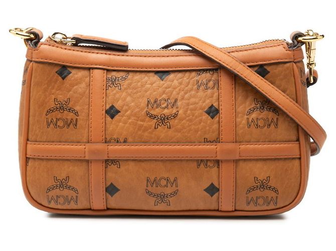 Bolsa Tiracolo MCM Visetos Logogram Marrom