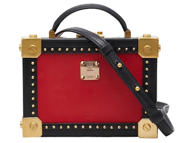 Borsa a mano/Borsa a tracolla MCM Logo Studded Nero Rosso