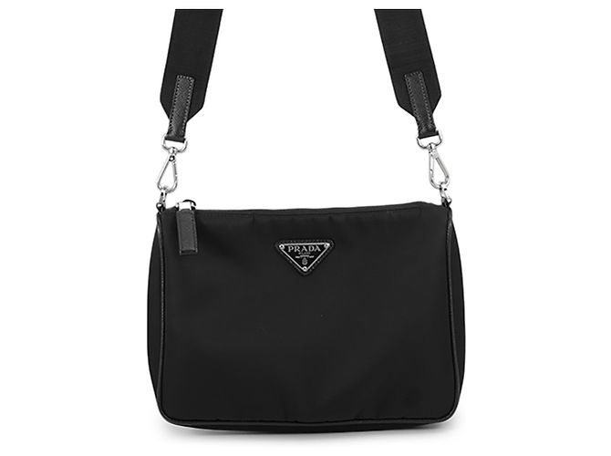 Borsa a tracolla Prada in pelle Saffiano nera Nero