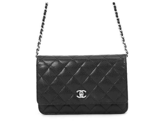 Cartera con cadena Chanel Black Matelassé Negro