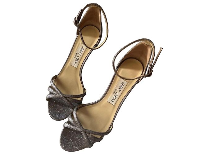 Jimmy Choo Dinda 85 Sandali Glitter Argento Silver hardware